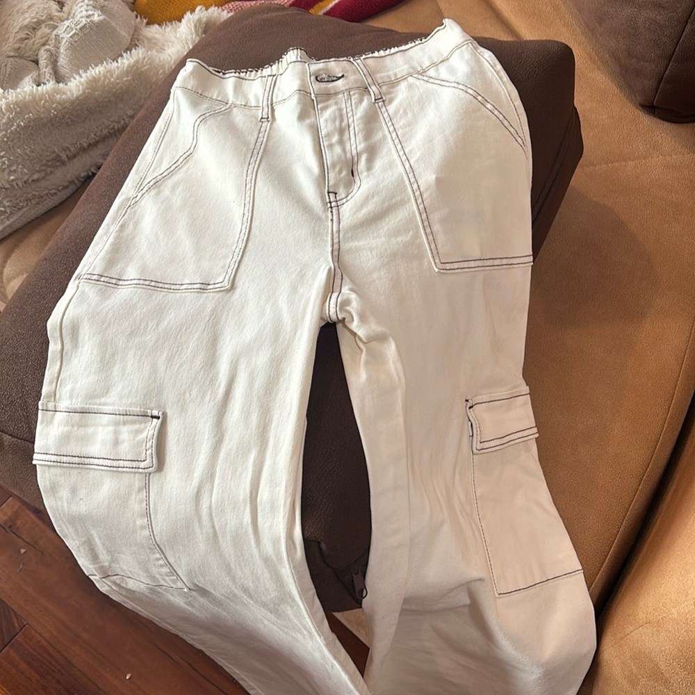 Boot cut white cargo pants